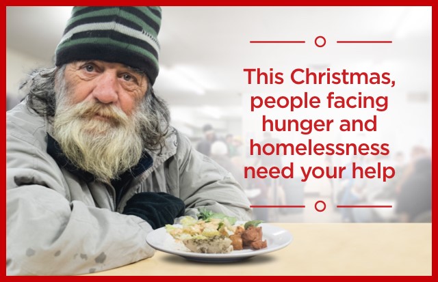 Donate to help the homeless and needy this Holiday season.